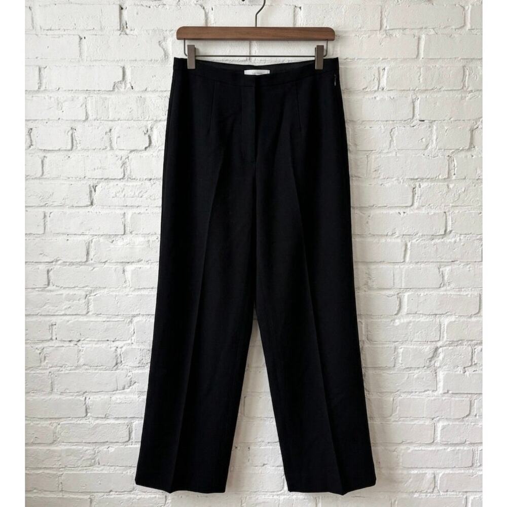 Talbots Black 100% Wool Wide Leg Trousers Italian Fabric 4P Quiet Luxury
